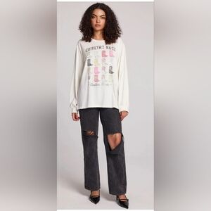 NWT Chaser Cowboy Boots Long Sleeved Top